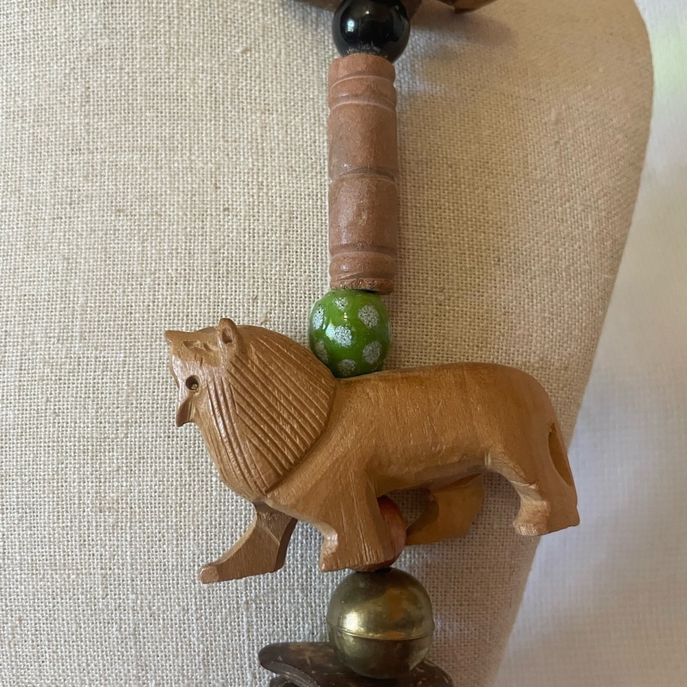Unique Beaded Necklace with Lion Pendant - Picture 3 of 6